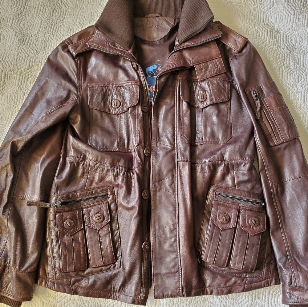 Infinity leather field jacket L